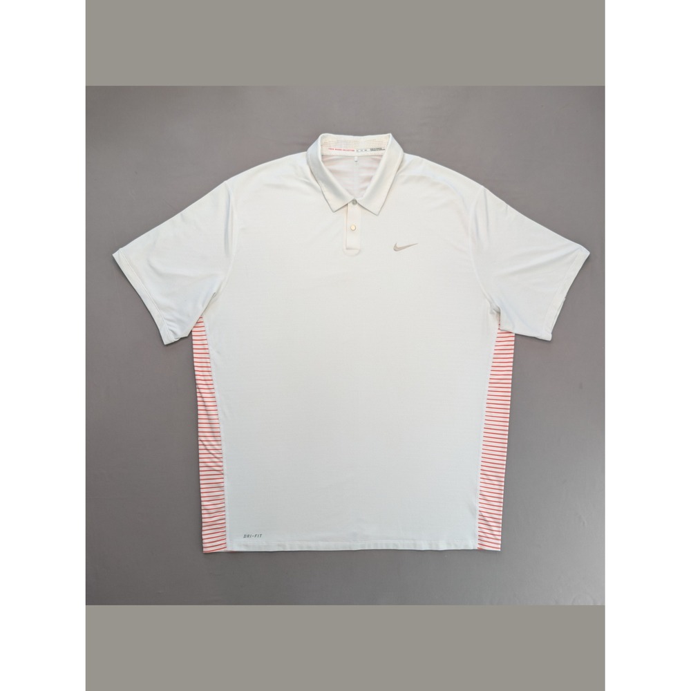 Nike Tiger Woods Collection Dri-FIT Golf Polo White XXL TW Logo Performance